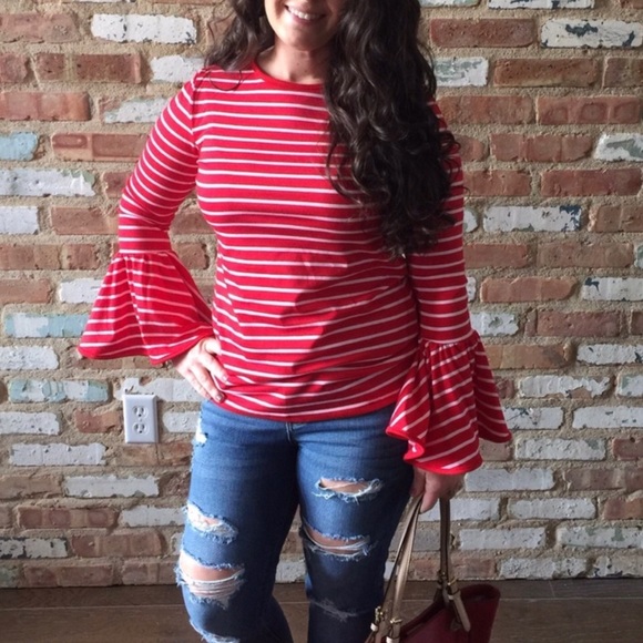 Tops - Striped Bell Sleeve Top